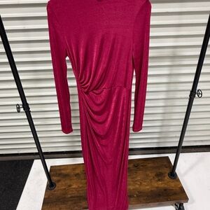 Elegant Red Long Sleeve Dress